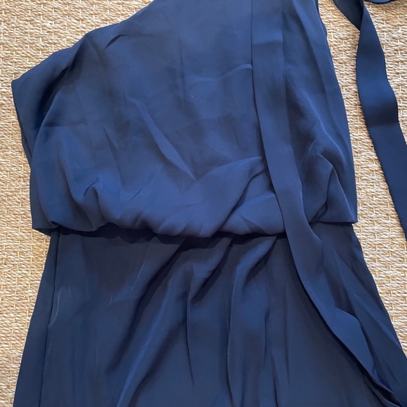 NWT AMYLYNN One Shoulder Satin Dress in Navy Blue, Size Small - Picture 9 of 16